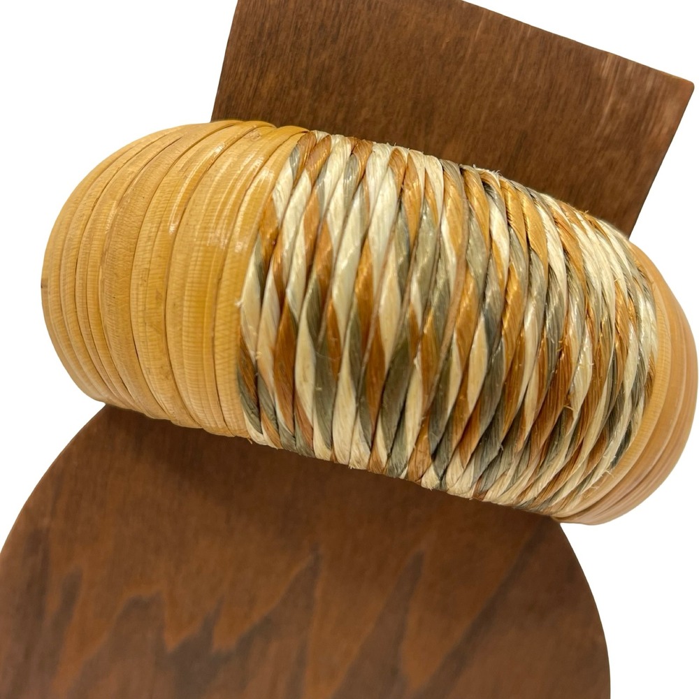 Vintage Woven Rattan Bangle‎ Bracelet Natural Straw Raffia Boho Tan Earth Tones